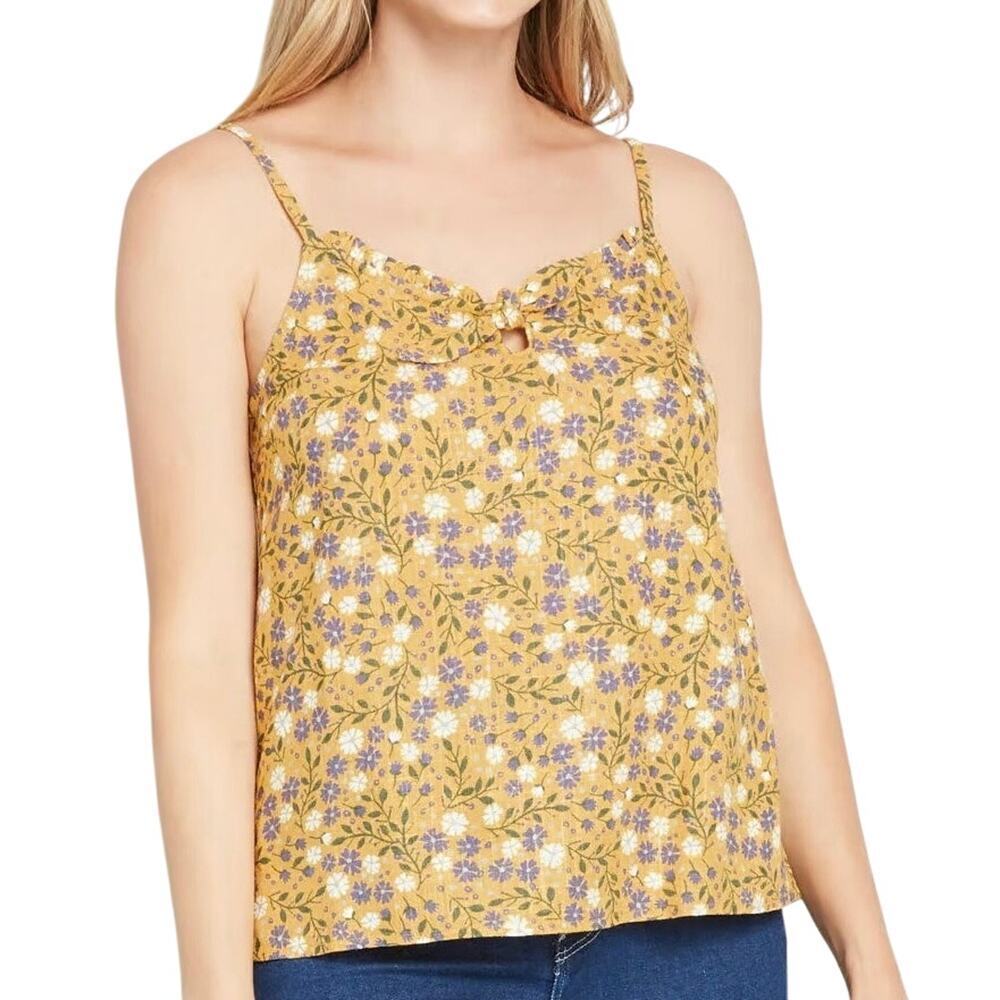 MODCLOTH Spruced Up Summer Sleeveless Top Floral Cottagecore Yellow Sz XXS - NWT